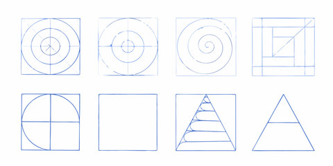 Geometric shapes and patterns a collection of squares circles and triangles