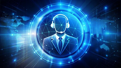 Technical support and customer service concept. Digital icon representing technical support, customer service, and 247 assistance. Business technology solutions for global support, service management