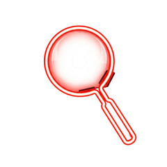 Red magnifying glass icon isolated on transparent background