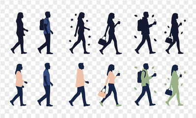 Fototapeta premium Silhouettes of People Walking