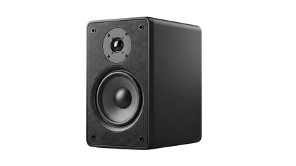Obraz premium Black Studio Monitor Speaker with Circular Drivers on White Background