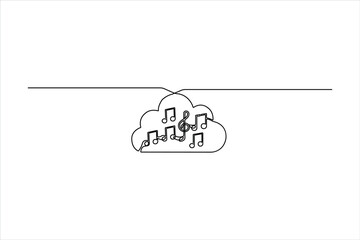 Minimalist cloud music symbol in single line style