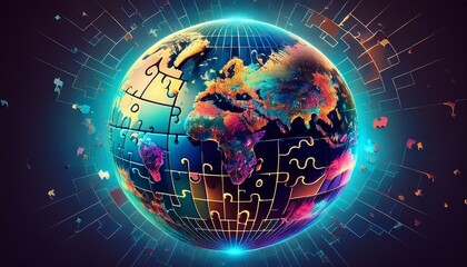 Obraz premium global connection puzzle