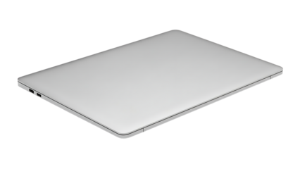 Silver Laptop Closed on White Background with Minimalist Design