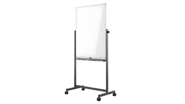 Mobile Whiteboard on Black Frame with Wheels in Modern Office Setting - Powered by Adobe