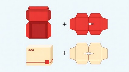 Cardboard and paper packaging box templates with lids and layouts