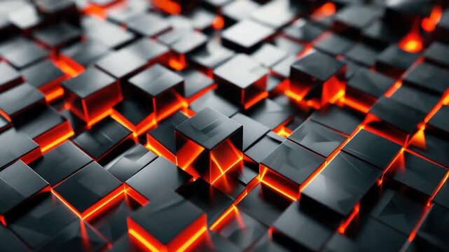 Video A close-up shot of several black cubes stacked together