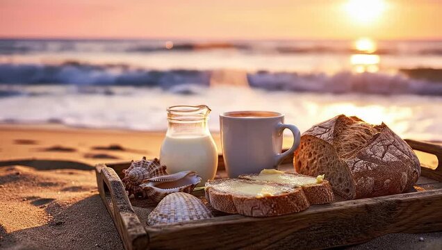 Breakfast on the Beach - A Serene Morning by the Ocean.