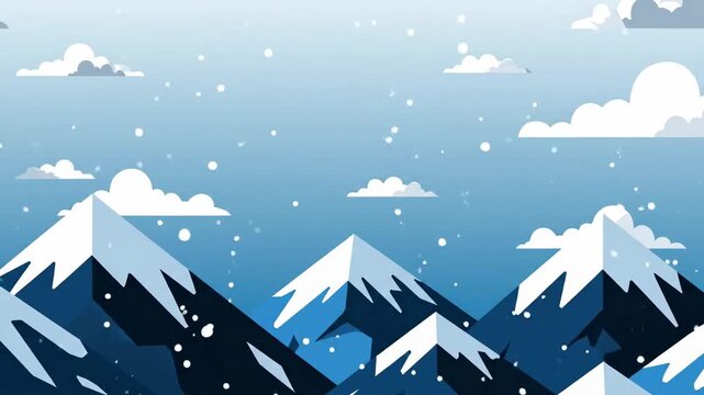 Snowy Mountains Under a Cloudy Winter Sky