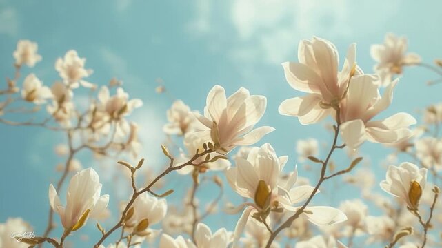 Video A tree branch adorned with a bunch of white flowers