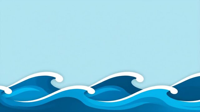 Stylized Blue Ocean Waves Background Illustration
