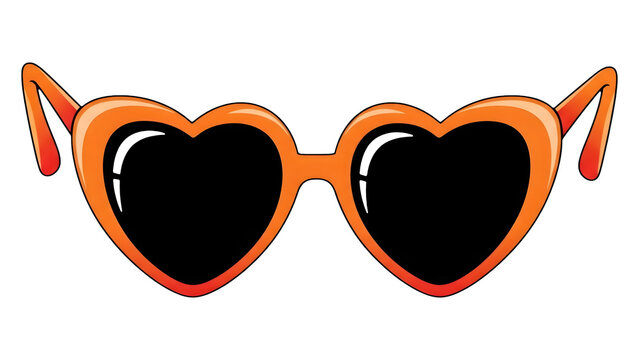 Stylish heart-shaped sunglasses isolated on transparent background