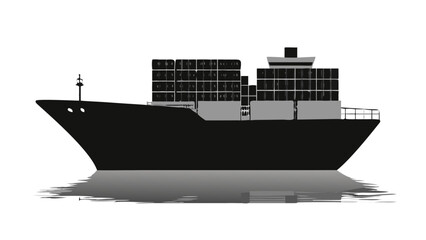 Obraz premium Cargo Ship illustration with reflection on water