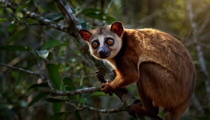 Captivating Eye Contact with a Small Primate in its Natural Habitat © tran