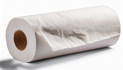 Fototapeta premium White Paper Towel Roll With Textured Surface And Cardboard Core Isolated On A Transparent Background