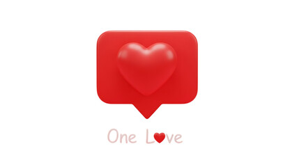Heart in red speech bubble icon isolated on pink background nice cut out on PNG. AI GENERATED.  