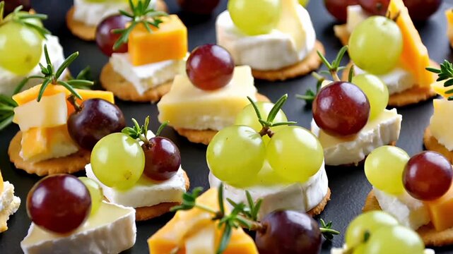 Edle K&auml;se-Trauben-H&auml;ppchen mit Crackern