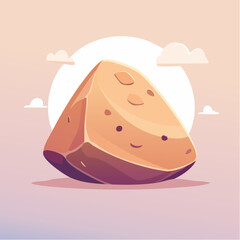 Cartoon illustration of a rock formation with a smooth, rounded shape and a warm color palette.