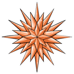 Obraz premium Orange geometric star shape isolated on white background