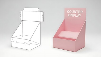 Counter display box template with pink sample