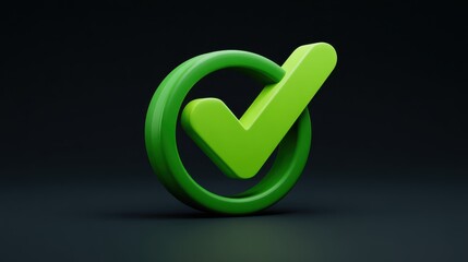A green check mark icon rendered in 3D symbolizes approval, success, and confident confirmation in a modern minimal style.
