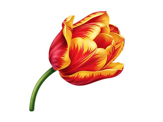 Beautiful red and yellow tulip flower on white background