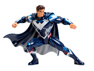 Blue, White, and Red Action Figure toy. A heroic character for children's imaginative play and adventure stories.