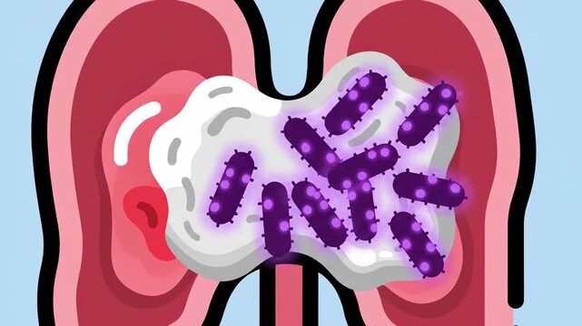 Purple Bacteria Infecting Human Throat with White Membrane
