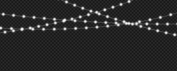 Elegant White Christmas Fairy Light Garland Overlay with Soft Holiday Glow