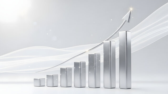 Business growth graph with rising arrow and bars - Powered by Adobe