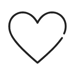 Sketchy black heart outline icon isolated on white background