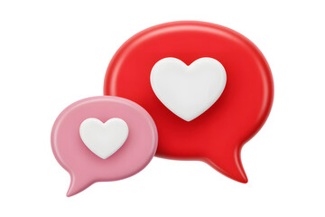 Abstract Red and Pink Speech Bubbles with White Hearts