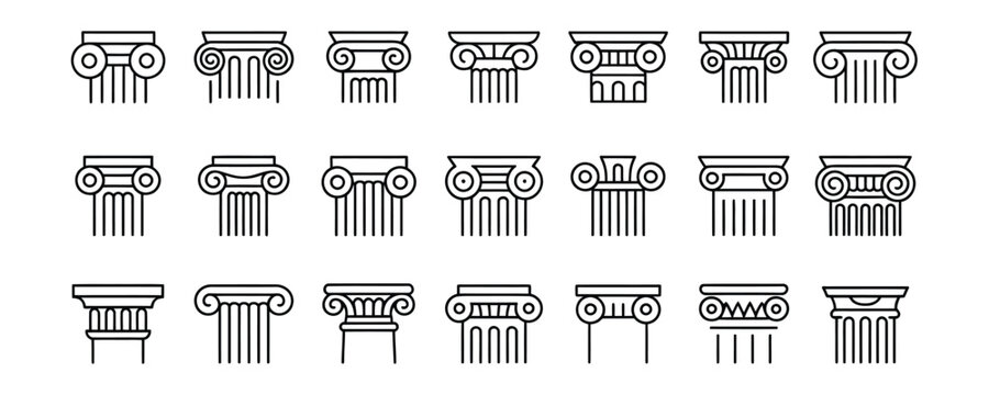 Collection of ancient Greek and Roman column capitals and bases