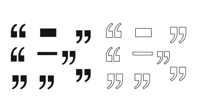 A collection of various quotation marks and dashes in black and white