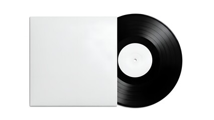 Top View LP Record with White Label Isolated
