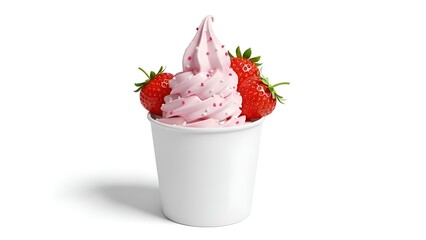 Pink Frozen Dessert Soft Serve Cup Mockup Isolated