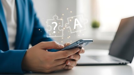 Man using smartphone with digital financial chart overlay representing investment and data analysis