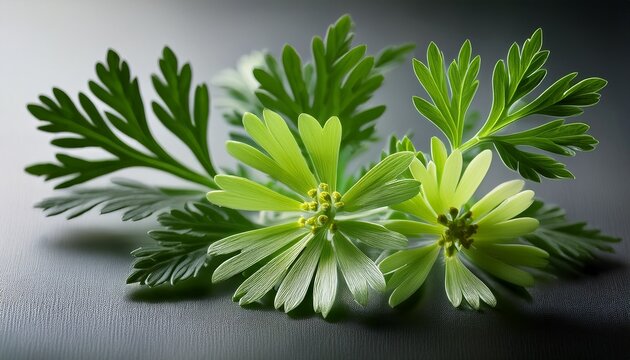 Common Mugwort Artemisia Vulgaris Flowers And Leaves Closeup Selective Focus