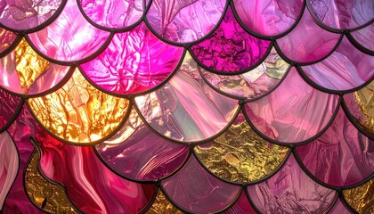 Pink and Gold Scale Pattern Abstract Background