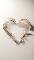 Delicate Feather Heart Shape on Transparent Background