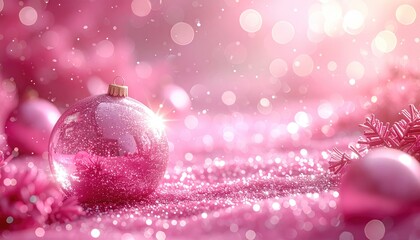 Pink Christmas Ornament Glitter Background