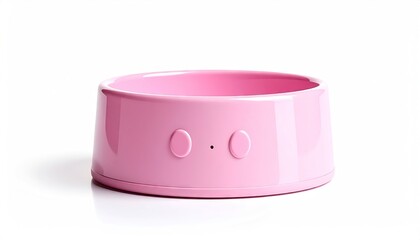 Pink Cylindrical Pet Bowl on White Background