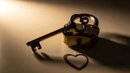 Golden Key and Padlock Symbolizing Love and Security