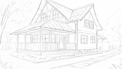 Fototapeta premium Sketch of a beautiful house, architectural design concept