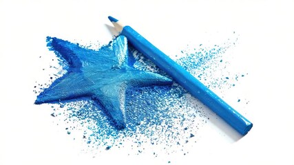 Video A blue pencil and star on a white surface, great for educational or creative uses