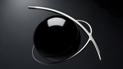 Modern silver and black contact lens on dark background