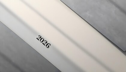 Top down architectural stone background with smooth concrete texture elegant 2026 number and refined professional card template composition