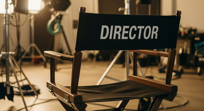 Behind the Scenes A Director's Chair Ready for Action in a Film Studio