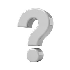 White 3D question mark symbol a glossy rendered icon representing query uncertainty or help concepts