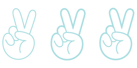 Obraz premium Hand gesture V sign icon, minimalist outline style vector depicting peace or victory symbol, perfect for mobile apps, web design